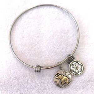 Lucky to Have You Elephant Charm Bracelet Silver Finish Expands 2.0”-3.5”